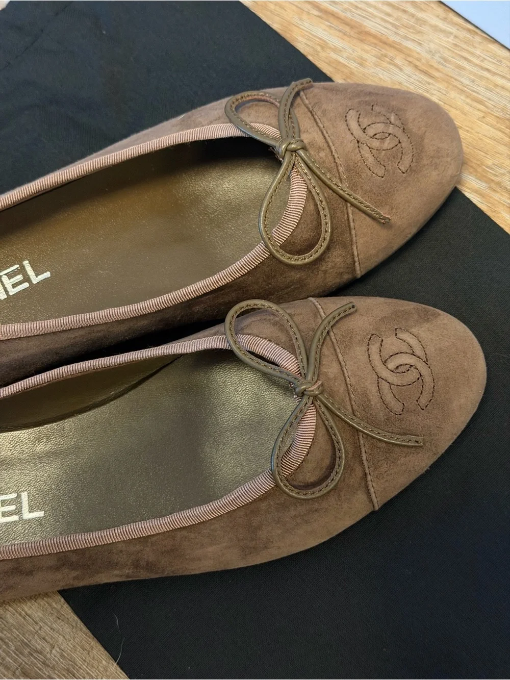 Taupe Suede Ballet Flats